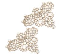 JOINPAYA Pearl Shoe Decoration Patch Shoes Pearl Design Patch Yellow 10x12.5cm for Handbag Decoration and DIY Crafts Making