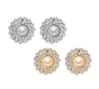JOINPAYA Pearl Sunflower Rhinestone Stud Earrings Set, round Floral Ear Jewelry for Women, Elegant Temperament Jewelry for Daily Wear and Parties, 2 Pairs