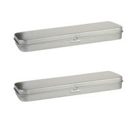 JOINPAYA Pencil Cases Portable Silver Tinplate 2pcs with Simple and Generous Look Design, Wear Resistant and Well Organized Pencil Organizers for Daily Use and Student Pen Supplies