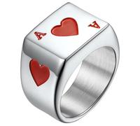 JOINPAYA Poker Titanium Steel Ring for Men, Playing Card A Lucky Poker Finger Band, Stylish Creative Men’s Simple Ring Jewelry Size 8
