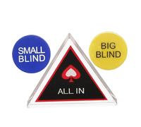 JOINPAYA Poker Token Set Dual-layer Plastic Chips and Dealer Button for Texas Hold'em Players, Including Blue Small Blind and Yellow Big Blind Markers, Suitable for Home Games and Party Supplies