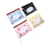 JOINPAYA Portable Wet Tissue Case and Wipes Carrying Bag 4pcs Set with Lid Eva Dispensing Wet Towel Packaging Box Double-Layer 27μm Thickness for Daily Use