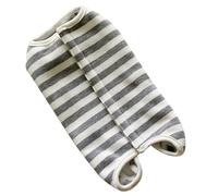 JOINPAYA Pure Cotton Dog Surgery Suit Four Legs and Snap Buttons, Grey Striped Pet Protective Coat for Post-operative Use, Size L, Breathable Pet Clothes for Dogs