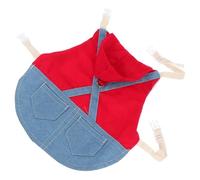 JOINPAYA Rabbit Harness Leash Set with Denim Costume and Traction Rope for Small Pets, Adjustable Red l Size Suitable for Holland Lop, Dwarf, and Baby Rabbits