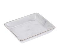 JOINPAYA Rectangular Marble Pattern Porcelain Tray for Bathroom Vanity and Gold Jewelry Display