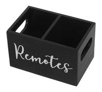 JOINPAYA Remote Control Holder with Multi Compartments Rustic Desk Organizer Wooden Storage Box for Media Room and Coffee Table