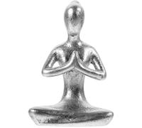 JOINPAYA Resin Abstract Sculpture Silver Thinker Statue Compact Art Decor for Home Yoga Studio Desktop Ornament