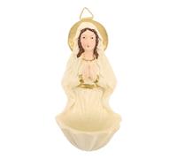 JOINPAYA Resin Wall Hanging Holy Water Font for Blessed Mother | Light Yellow Finish, Home and First Communion Wall Decor, Lightweight and Easy to Install