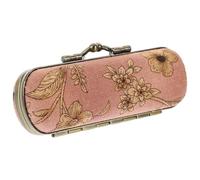 JOINPAYA Retro Blush Lipstick Case Holder with Mirror for Traveling, Cosmetic Storage Made of Cloth and Aluminium Alloy, Prevents Lipstick from Messing up Handbag, for Women the Go
