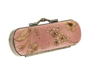 JOINPAYA Retro Blush Lipstick Case Holder with Mirror for Traveling, Cosmetic Storage Made of Cloth and Aluminium Alloy, Prevents Lipstick from Messing up Handbag, for Women the Go