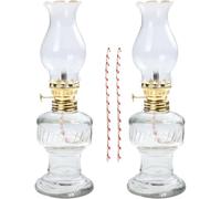 JOINPAYA Retro Oil Lamp Set with Glass and Cotton, Windproof Lampshade and High Temperature Resistant, for Balcony and Tabletop Decorating, Unique Vintage Kerosene Oil Lamps for Indoor Use