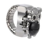 JOINPAYA Retro Owl Finger Watch Ring, Decorative Small Alloy Timepiece, Black Statement Jewellery for Daily Wear, Creative Novelty Gift for Women