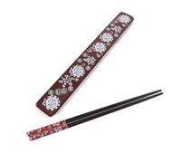 JOINPAYA Reusable Japanese Style Wooden Chopsticks Set with Portable Red Case, Multi-Function Ramen Chopsticks for Home Dining and Travel