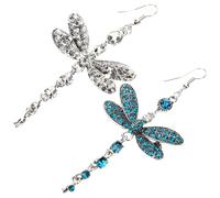 JOINPAYA Rhinestone Dragonfly Earrings for Women Dangle, Blue Crystal Drop Earrings, Fashion Statement Jewelry