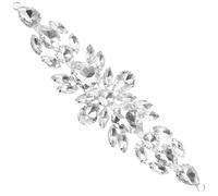 JOINPAYA Rhinestone Patch Applique White Teardrop Shaped Glass Crystal Decorative Patch for DIY Clothing Jackets Bags Shoes Accessory Wedding Bridal Sash Embellishment