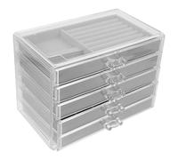 JOINPAYA Rock Collection Display Case 5-layer Grey Acrylic Grid Organizer with 42 Compartments for Jewelry and Crystal Storage, Multi-grid Rock Display Cabinet for Collectors and Craft