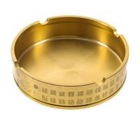 JOINPAYA Round Brass Household Metal Ashtray Retro Tabletop Cigarette Ash Holder with Decorative Effects and Groove for Cigarettes for Living Room Office