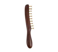 JOINPAYA Scalp Massage Comb Handmade Sandalwood with Copper Bristles Wide Tooth for Smooth Meridian Stimulation Natural Wooden Manual Massager Tool Random Color for Home and Travel