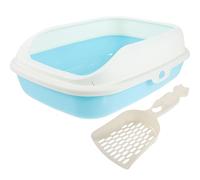 JOINPAYA Semi-enclosed Cat Litter Box with Large Opening and Spill Prevention Design, Plastic Kitten and Cat Toilet for Home Use, Includes Litter Spoon for Easy Cleaning