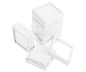 JOINPAYA Set of 6 Pretty Boxes with Lids for Gemstone Display White Small Stone Display Box with Glass Top and Sponge Insert Multifunctional for Home Use