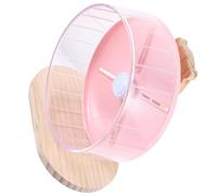 JOINPAYA Silent Hamster Wheel Wood Stand 20cm Pink Compact Hedgehog Toy Quiet Exercise Accessory for Small Pets