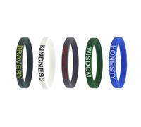 JOINPAYA Silicone Hand Chains 5PCS English Motivational Wristbands Courage Wisdom Faith for Men Women Sports Use