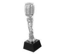 JOINPAYA Silver Resin Microphone Shaped Trophy with Smooth Surface, Unique Music Appreciation Award Prize for Parties and Singing Competitions