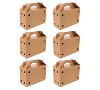 JOINPAYA Small Animal Transport Box 6Pcs with Ventilation and Kraft Leather Handle Cardboard Carrier for Poultry, Pigeons, and Rabbits 12.2X8X5.1