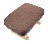 JOINPAYA Small Bench Footrest Coffee Linen Fabric Upholstered Vintage Style Solid Wood Legs Smooth Wooden Legs Enhances Comfort Entryway Footrest for Bedroom and Living Room