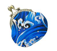 JOINPAYA Small Coin Bag Keychain Pouch Wave Pattern Decorative Ladies Purse for Loose Change Jewelry Storage Wallet Card Organizer On-The-Go Daily Use Compact Size