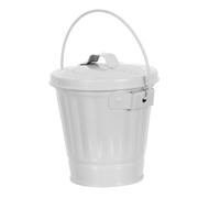 JOINPAYA Small Desktop Trash Can with Lid, Compact Mini Tabletop Garbage Bin, Portable White Metal Countertop Wastebasket for Office and Home Use