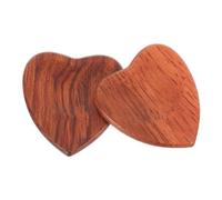JOINPAYA Solid Wood Folk Guitar Pick 2Pcs Heart-Shaped Wooden Guitar Playing Picks Sturdy Comfortable Grip Practice Accessories for Musicians