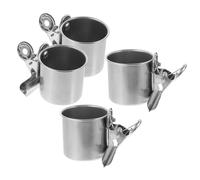 JOINPAYA Stainless Steel Bird Feeding Cups with Clips 4pcs Medium Size Parrot Food and Water Bowls for Cage Feeding Supplies for Parakeets Cockatiels and Pet Birds