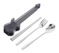JOINPAYA Stainless Steel Portable Lunch Utensils Set with Guitar Shape Case Reusable Fork Spoon Chopstick Travel Silverware for School Office Picnic Camping