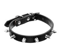 JOINPAYA Sturdy Rivet Studded Dog Collar Small Size 1.5cm Adjustable Black Leather Puppy and Cat Neck Decor for Walking and Training