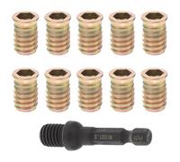 JOINPAYA Threaded Inserts Lightweight 10pcs Galvanized Carbon Steel Screw-in Nuts with Excellent Durability for Wood Furniture Suitable for Furniture Assembly and Repair
