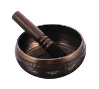 JOINPAYA Tibetan Meditation Singing Bowl Set 14.5cm Copper Bowl and Wooden Rod for Yoga Sound Therapy and Mindfulness Relaxation, 2 Pieces