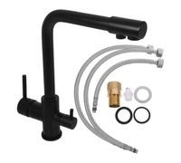 JOINPAYA Two Handle Kitchen Faucet with Rotatable Spout and Dual Function, Copper and Stainless Steel Material, Versatile Design for Kitchen and Rv Use, Easy Installation