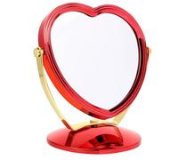 JOINPAYA Two-sided Rotatable Heart-shaped Wedding Makeup Mirror for Bride, Red Desktop Cosmetic Mirror with Traditional Design, Tabletop Beauty Ornament for Women