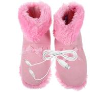 JOINPAYA USB Electric Heating Foot Warmers Detachable Plush Insole, Pink Butterfly Bow Design, Non-Slip Winter Shoes for Indoor Home Use