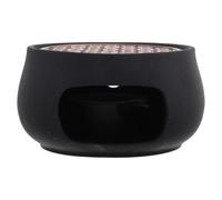 JOINPAYA Vintage Ceramic Teapot Warmer with Tealight Candle Base, Retro Tea Stove Ceramic Heater for Home Use, Black Zen Style Alloy Pad Included, Suitable for Coffee and Milk Warming