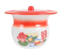 JOINPAYA Vintage Chamber Pot with Lid, Red Enamel Portable Urinal Pot for Home Bedpan Use, Retro Style Night Urine Container Suitable for Boys and Potty Training