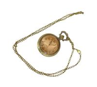 JOINPAYA Vintage Copper Tone Clamshell Pocket Watch with Embossed Floral Edge, Tea Dial, Large Number Display, Hanging Chain Included, Retro Style Suitable for Collectors and Everyday Use