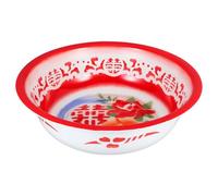 JOINPAYA Vintage Extra Large Enamel Bowl 36cm Thickened Red Flower Kitchen Mixing Basin Deepened Enamelware Food Bowl for Washing Vegetables and Dough in Home Cooking