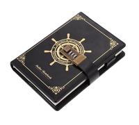 JOINPAYA Vintage Pu Notebook with Coded Lock, Retro Sailor Journal Writing Diary Book, Black Leather-like Cover for Secure Note Taking and Travel Use