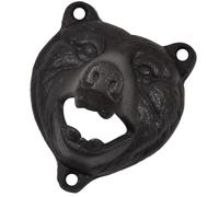 JOINPAYA Wall Mounted Bear Bottle Opener Iron Beer Cap Remover for Bar Restaurant Space Saving Bear Shaped Black
