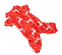 JOINPAYA Warm Flannel Dog Christmas Pajama Thickened Red Reindeer Costume for Puppy Soft Durable Holiday Outfit for Cold Winter Adorable Pet Party Apparel