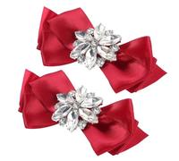 JOINPAYA Wedding Shoe Clips and Crystal Decor 1 Pair with Red Bow Versatile Styling and Detachable Design, Polyester and Artificial Crystal Material, for Bridal Shoes at Weddings