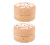 JOINPAYA White Ceramic Toothbrush Holder Inspired 2pcs Baby Teeth Keepsake Box Wooden Tooth Holder for Kids Portable and Sturdy in Modern Simple Design