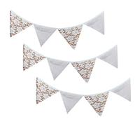 JOINPAYA White Single Rose Leaf Lace Cotton Triangle Pennants Banner Decorative Wedding Flags String Garland for Home Party Garden Celebration and Wear Resistant Fabric Bunting